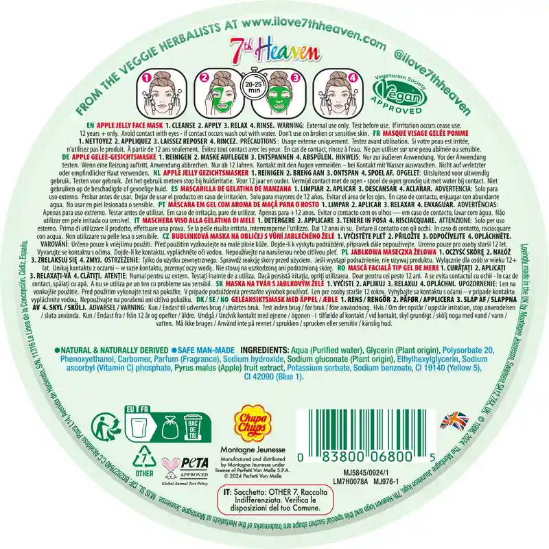 7 Heaven Jelly Chupa Chups Masque à la gelée de pomme - Image 2