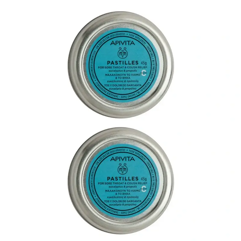 Apivita Pastilles à l'eucalyptus et à la propolis, paquet de 2
