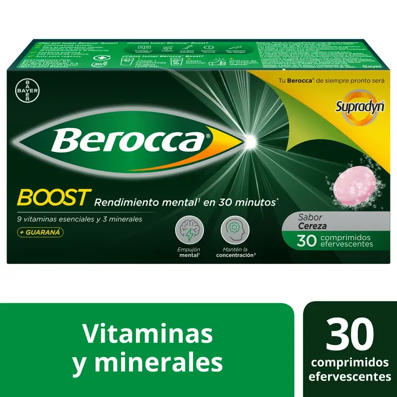 Berocca Boost Magnésium, Vitamines et Minéraux avec Guarana, 30 Comprimés Effervescents - Image 2