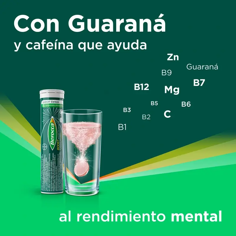 Berocca Boost Magnésium, Vitamines et Minéraux avec Guarana, 30 Comprimés Effervescents - Image 3