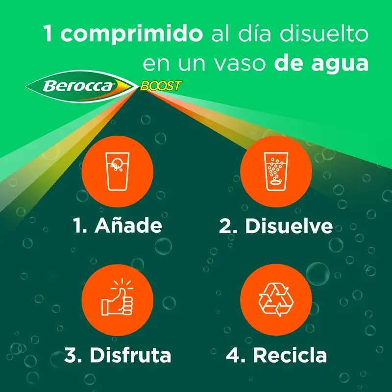 Berocca Boost Magnésium, Vitamines et Minéraux avec Guarana, 30 Comprimés Effervescents - Image 8