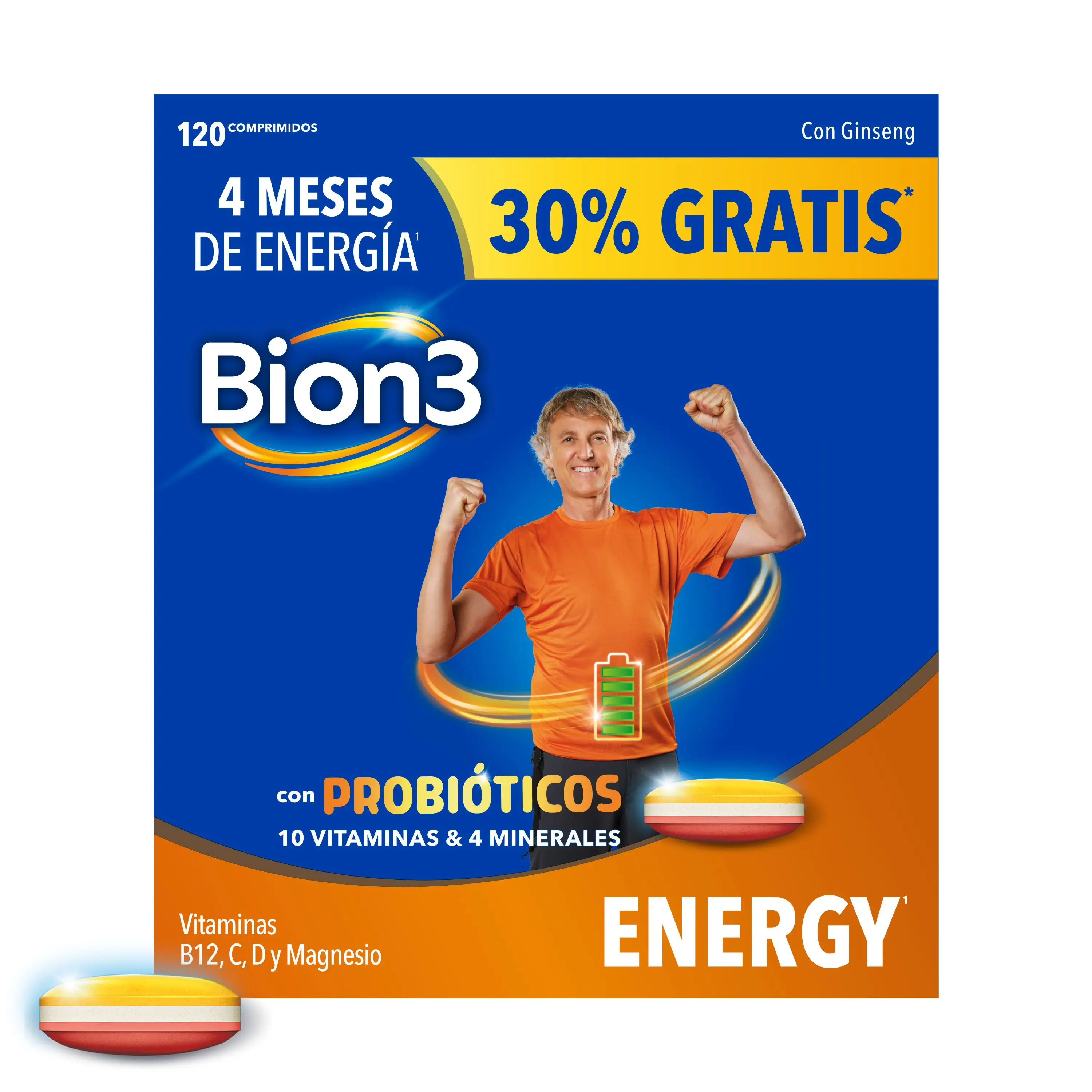 Bion3 Energy Comprimés Multivitaminés Avec Probiotiques, 120 comprimés - Image 3