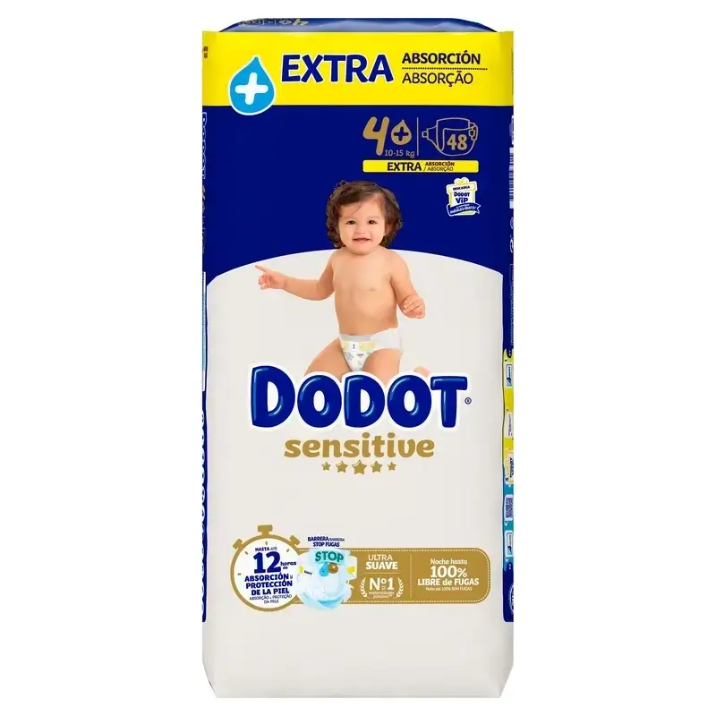 Couches Dodot Sensitive Extra Absorbant 10-15 kg Taille 4+, Pack 2 x 48 unités - Image 3