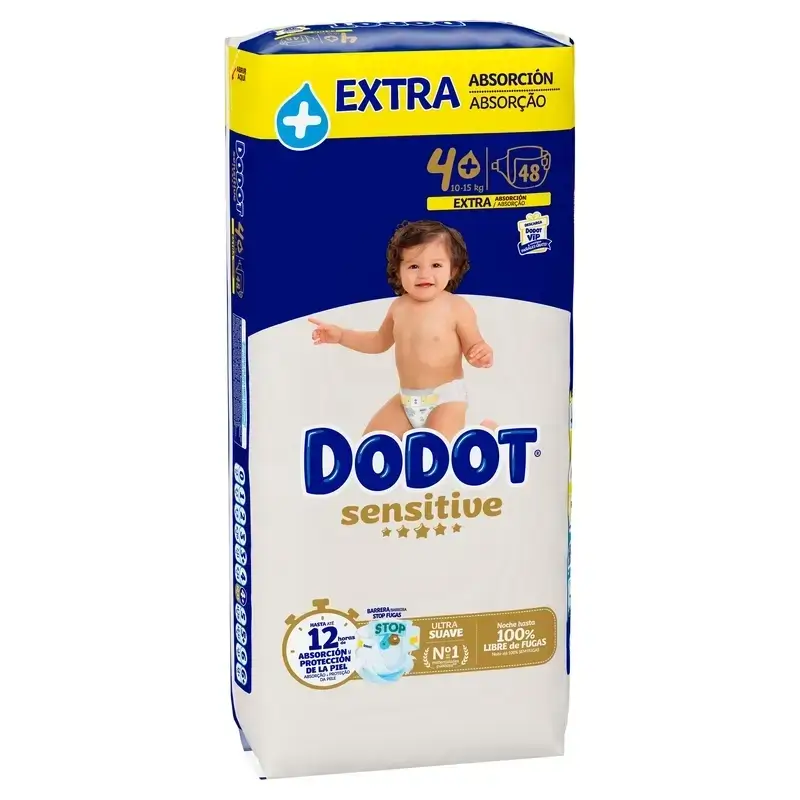 Couches Dodot Sensitive Extra Absorbant 10-15 kg Taille 4+, Pack 2 x 48 unités - Image 4
