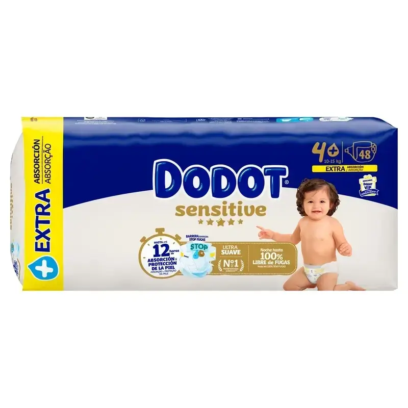 Couches Dodot Sensitive Extra Absorbant 10-15 kg Taille 4+, Pack 2 x 48 unités - Image 5