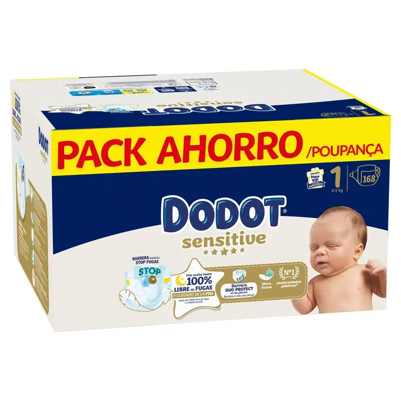 Dodot Sensitive Taille 1, Couches, 2Kg-5Kg , 168 pcs - Image 3