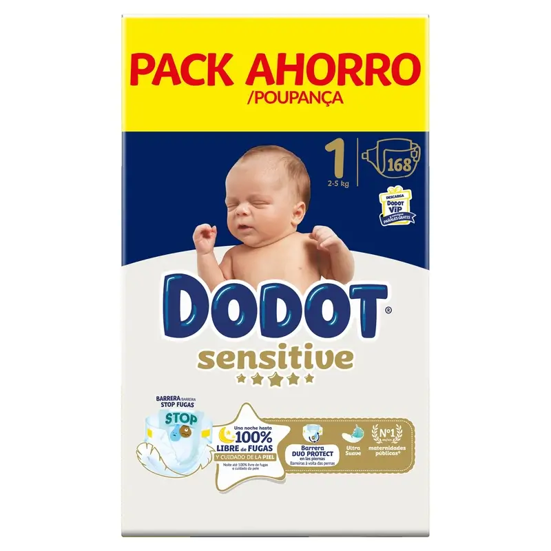 Dodot Sensitive Taille 1, Couches, 2Kg-5Kg , 168 pcs - Image 4