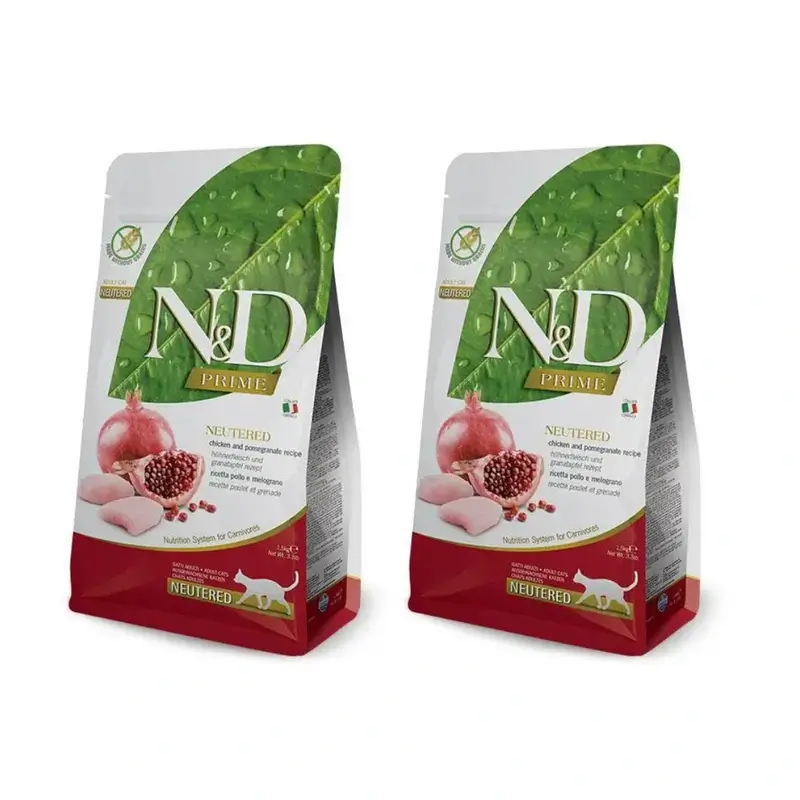 Farmina N&D Cat Prime Neutered Chicken 5Kg, nourriture pour chats, paquet de 2