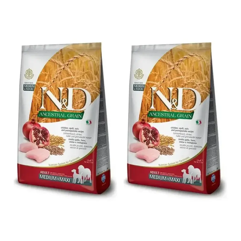 Farmina N&D Dog Ancestral Light Medium Maxi 12Kg, croquettes pour chien, paquet de 2