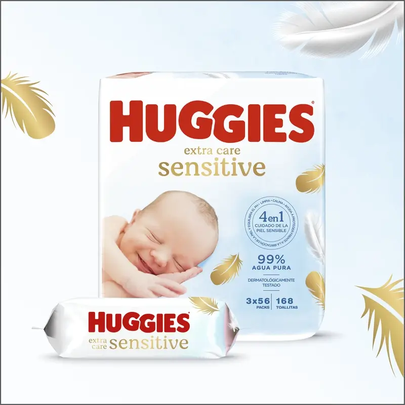 Huggies Extra Care Sensitive Wipes, 144 pièces - Image 2