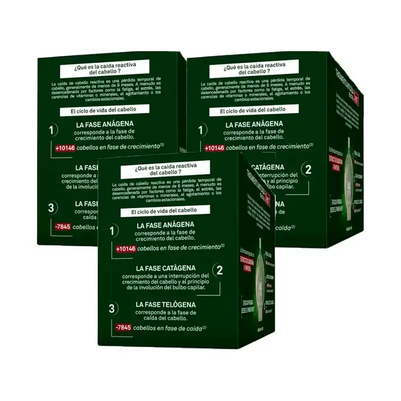Luxeol 3 en 1 Traitement anti-chute réactionnel, Pack 3 x 14 flacons de 7 ml