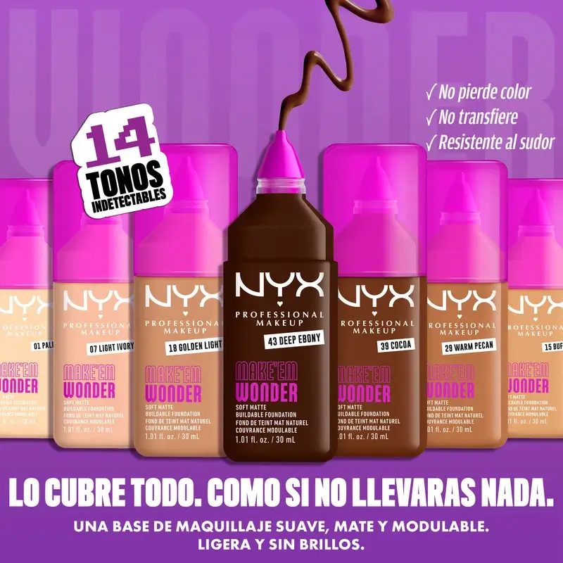 Nyx Cosmetics Make Em Wonder Fdt Warm Pecan, 30 ml - Image 4