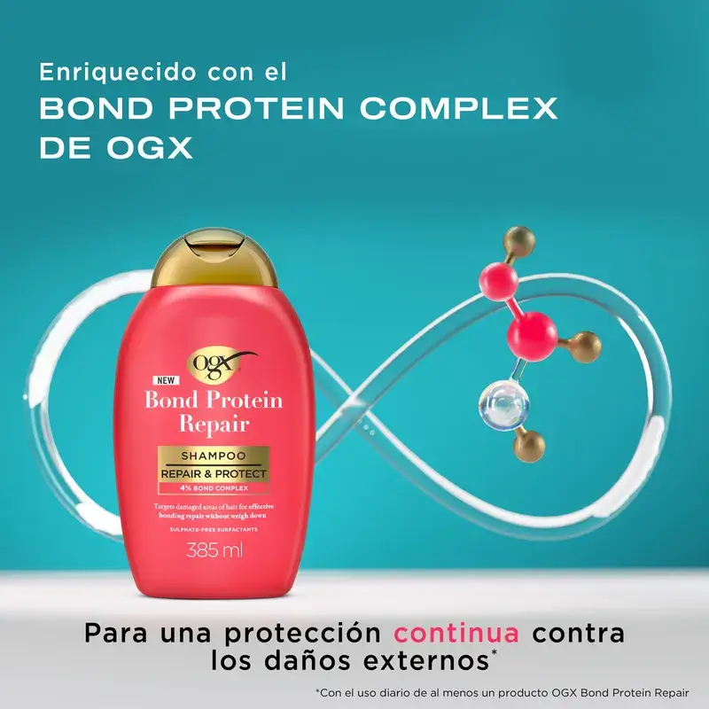 Ogx Bond Repair Shampoo, Shampooing Réparateur, Shampooing Réparateur Sans Sulfate, 385 Ml - Image 4