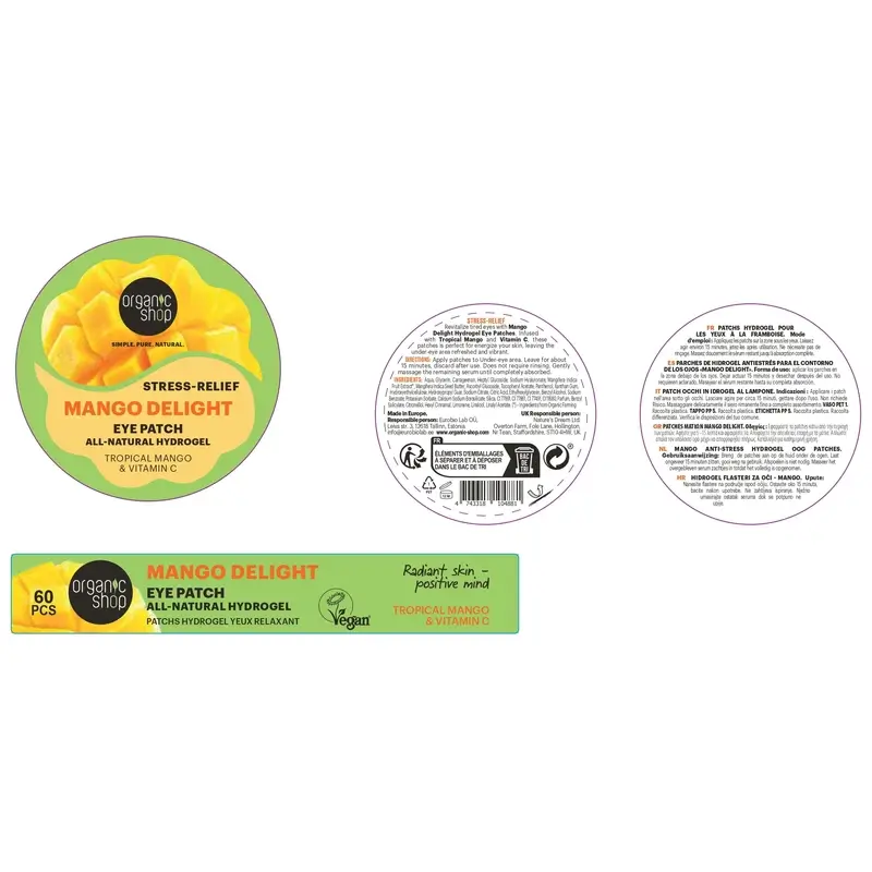 Organic Shop Fac Patchs hydrogel anti-stress pour les yeux "Mango Delight", 60 pcs. - Image 2