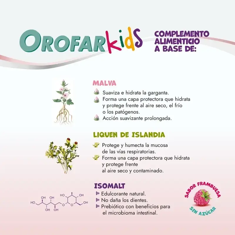 Orofar Kids Sucettes sans sucre à la framboise contre les démangeaisons de la gorge, 2x8 sucettes - Image 8