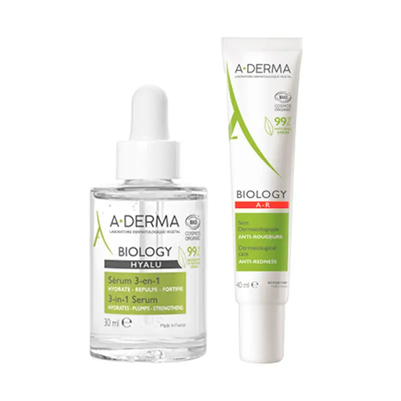 A-Derma Biology Pack Soin anti-rougeurs, 40 ml + A-Derma Biology Sérum Hyalu 3 en 1, 30 ml
