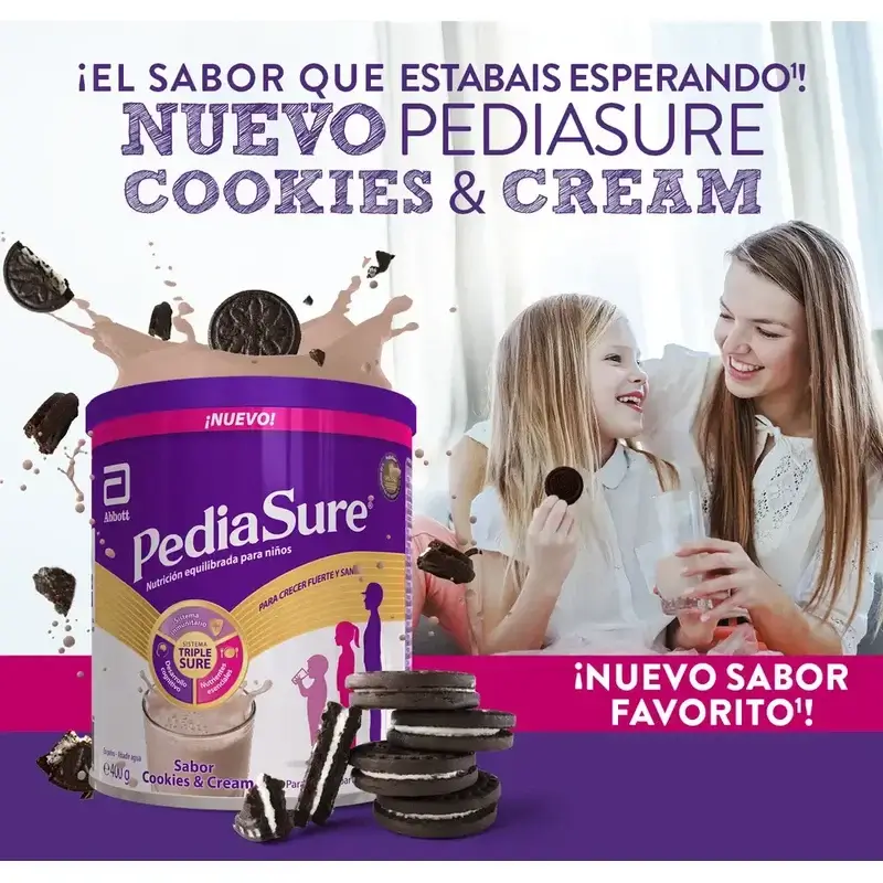 Pediasure Cookies & Cream + Boisson Chocolat Enfants, 850 gr + 4 Bouteilles Chocolat x 220 ml - Image 3