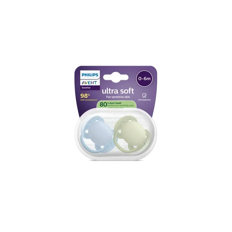 Philips Avent 2 sucettes ultra douces 0-6m bébé garçon