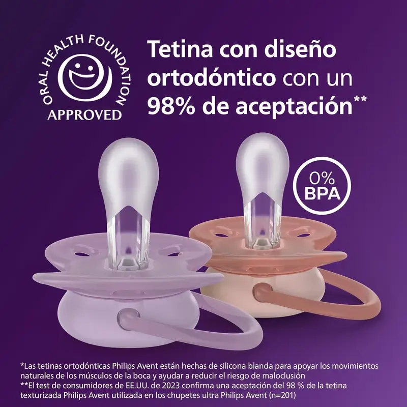 Philips Avent 2 sucettes ultra douces 6-18m bébé fille - Image 3