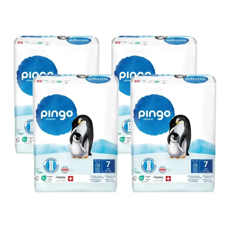 Couches écologiques Pingo Taille 7 (+15 Kg), 4X30 unités