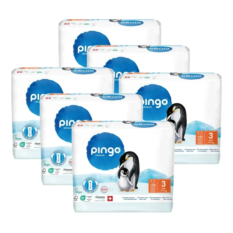 Couches écologiques Pingo Taille 3 (4-9 Kg), 6X44 unités