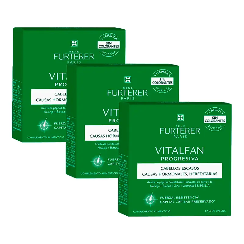 Rene Furterer Vitalfan Chute progressive des cheveux, Pack 3 x 30 gélules