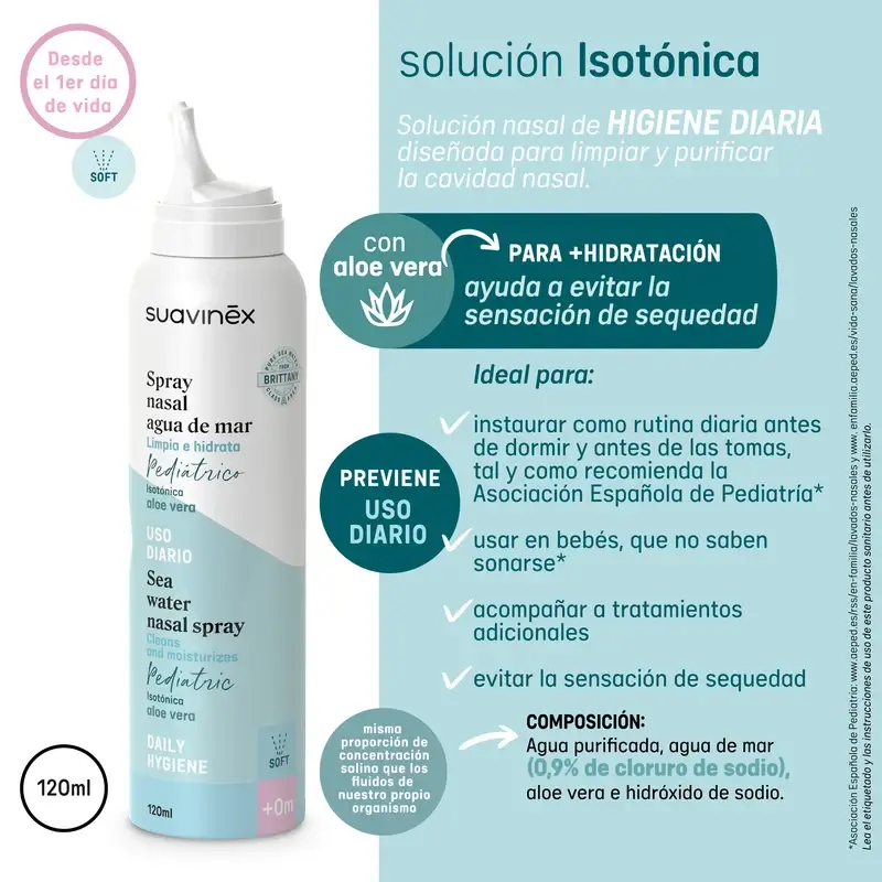 Suavinex Baby Spray nasal isotonique, hygiène quotidienne, 120 ml - Image 5