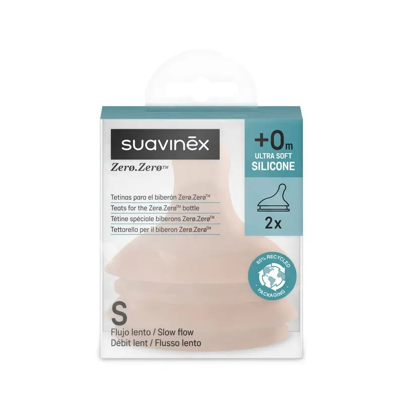 Suavinex 2 packs de 2 tétines Zero Zero Slow Flow (S), +0 mois, Medium - Image 2