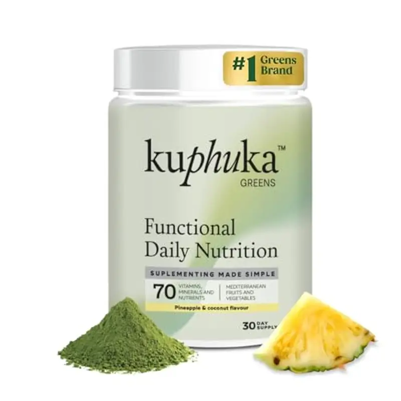 Supplément nutritionnel Kuphuka Greens 100% naturel et holistique Ananas et noix de coco, 411 grammes