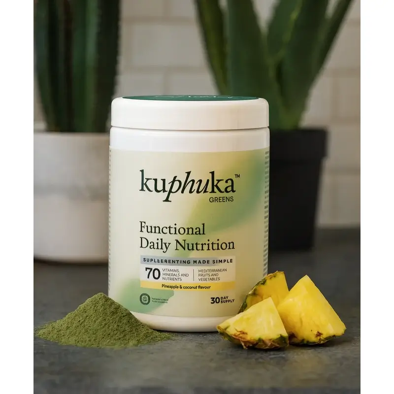 Supplément nutritionnel Kuphuka Greens 100% naturel et holistique Ananas et noix de coco, 411 grammes - Image 2