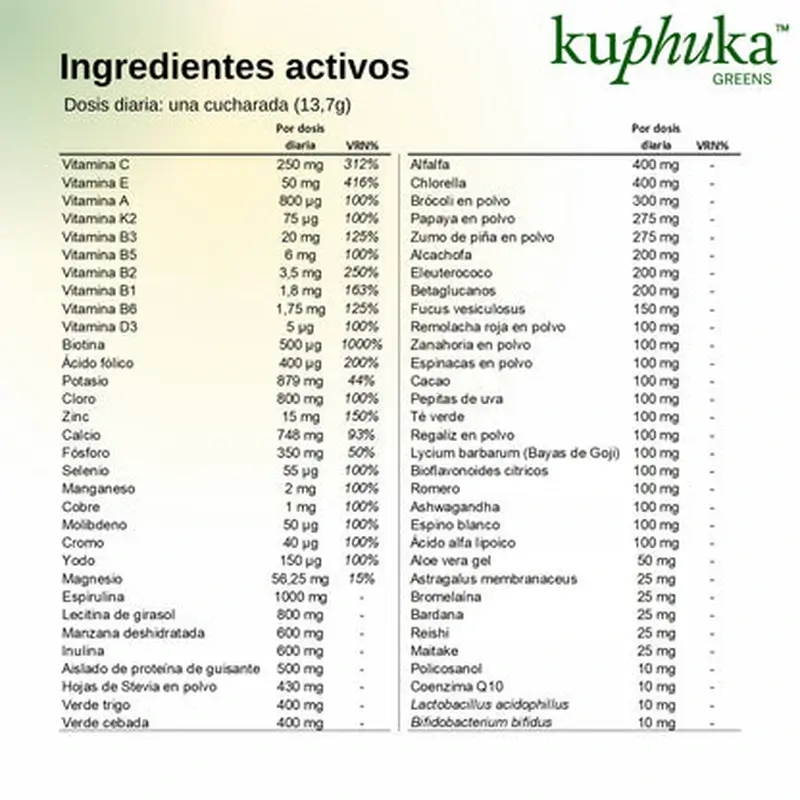 Supplément nutritionnel Kuphuka Greens 100% naturel et holistique Ananas et noix de coco, 411 grammes - Image 8