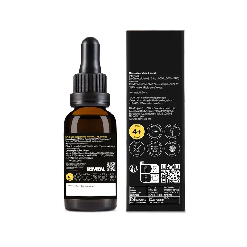 Zenement Vitamine D3 + K2 en gouttes, 50 ml - Image 2